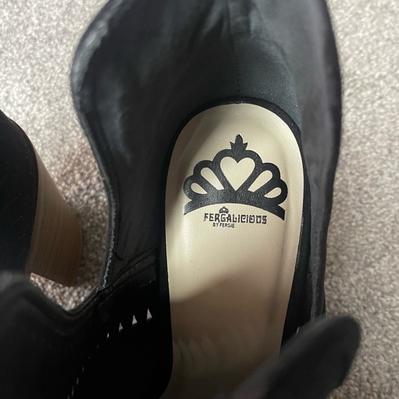 Fergalicious Black Perforated Women's Heeled Booties - Picture 6 of 8